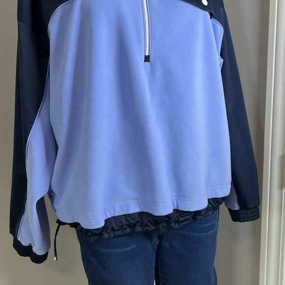 Athleta Zion Microfleece Half Zip Hooded Yoga Recycled Midweight Blue Sz L - Picture 6 of 14